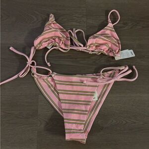 Aerie Pink Striped Bikini Set